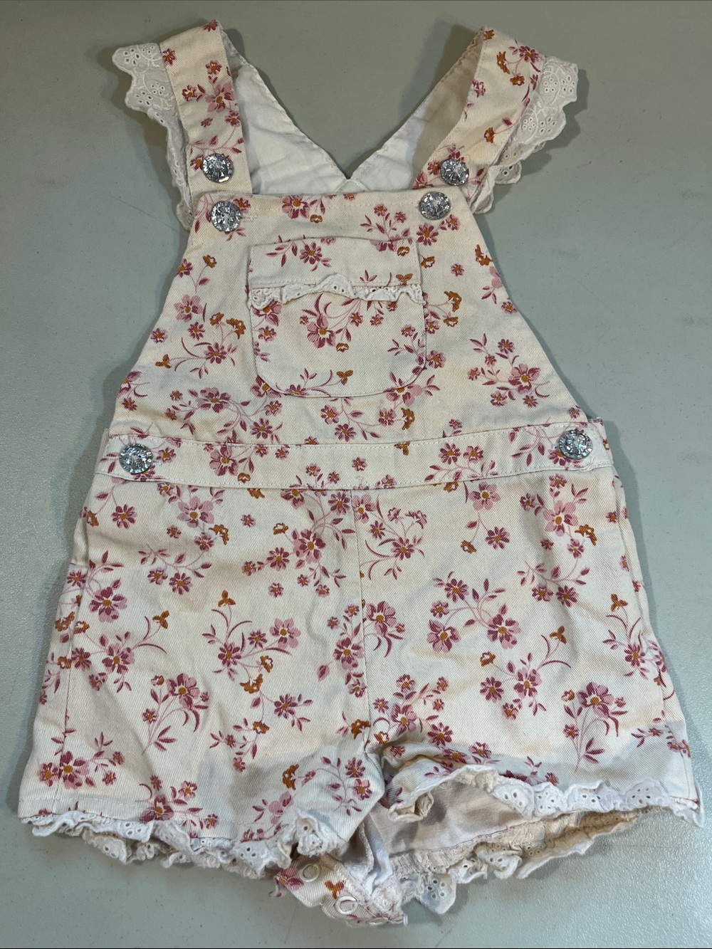 Toddler Floral Pink Cotton Romper Overalls